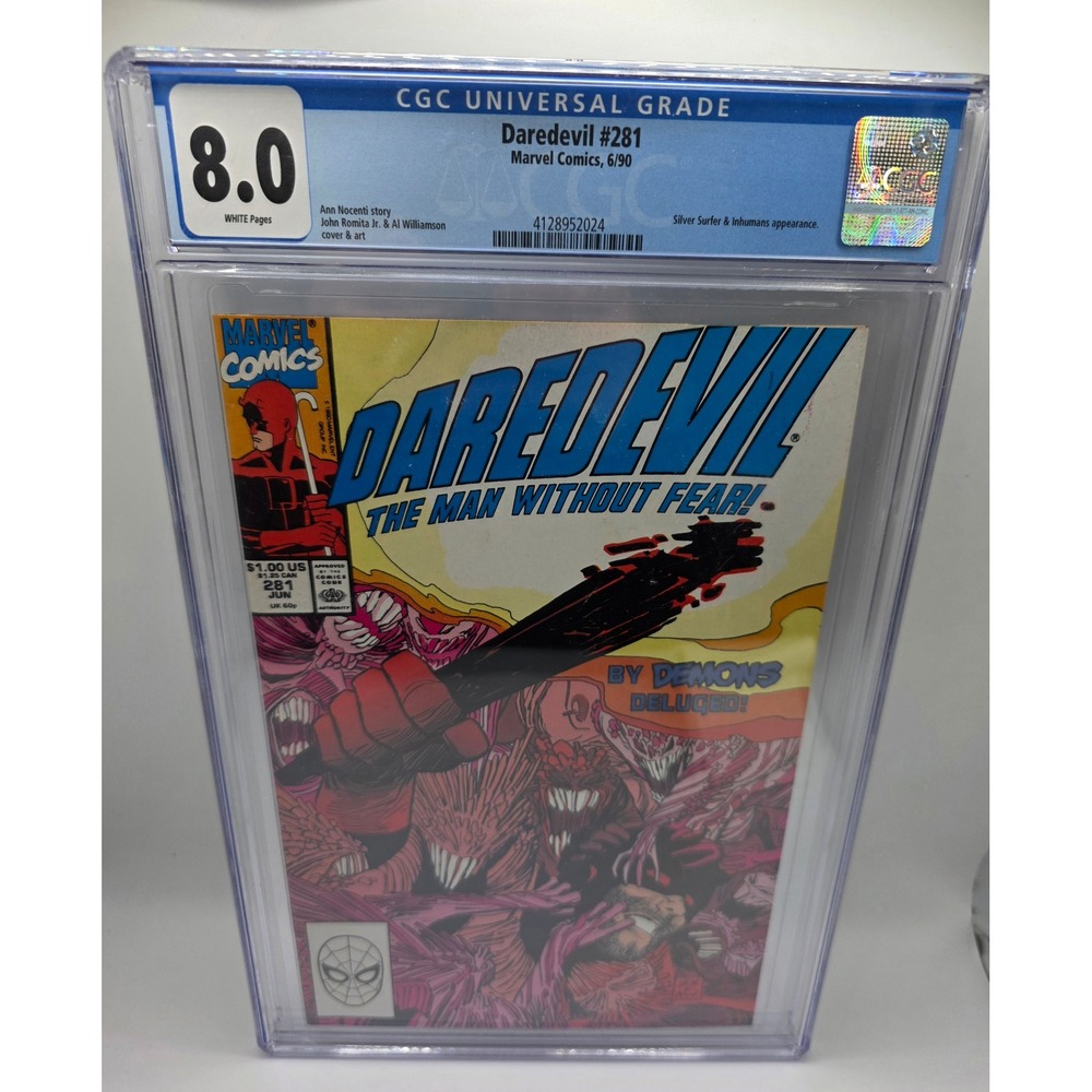 Daredevil 281 Marvel Comics 6/90 CGC 8.0 White Pages Silver Surfer Inhumans